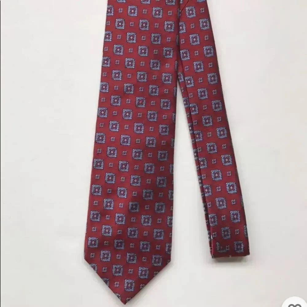 Brooks Brothers 346 Red & Blue Geometric‎ Print Silk Tie USA  IMMACULATE
